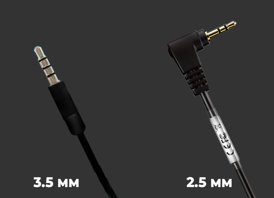 Close-up comparison of a 2.5 mm audio jack and a 3.5 mm audio jack side by side on a neutral background, highlighting the size difference and design features, realistic details, high resolution.