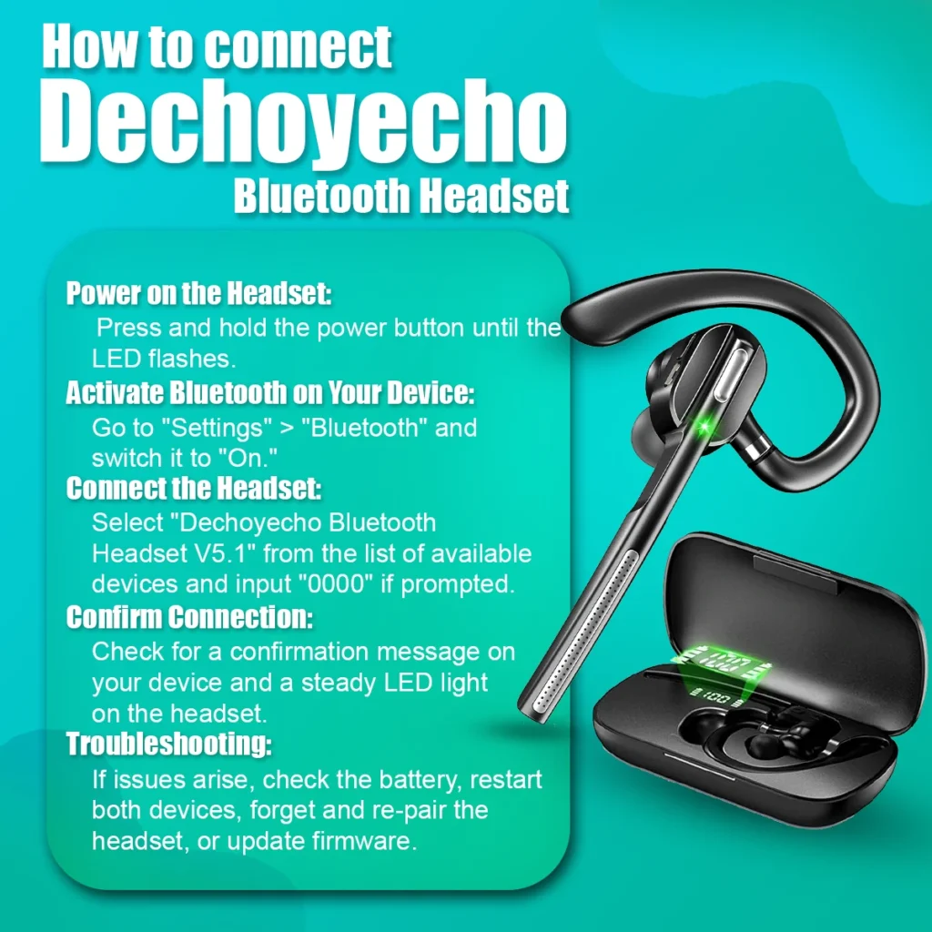 How to Connect Dechoyecho Bluetooth Headset v5.1