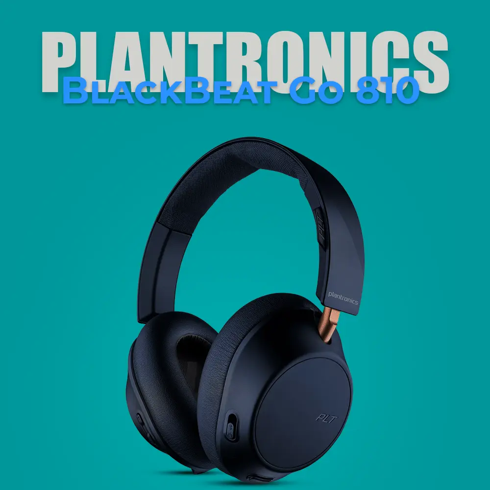 Poly BackBeat Go 810 over-ear Bluetooth headphones featuring plush memory foam ear cups, adjustable headband, and a lightweight design. Equipped with active noise cancellation, these headphones deliver rich, immersive sound and are perfect for both music and calls in noisy environments